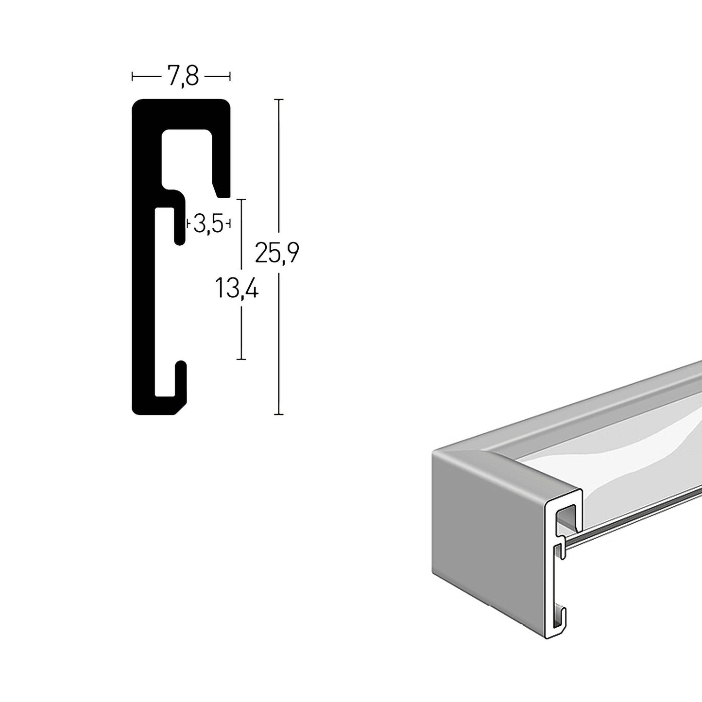 Nielsen Aluminium frame in a range of finishes - 50x70cm